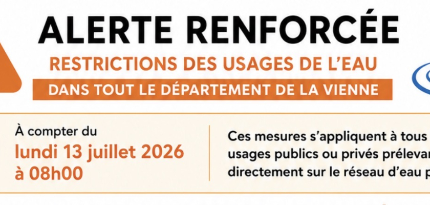 Visuel ALERTE RENFORCÉE : Restrictions des usages de l’eau